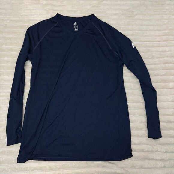 Adidas Men Navy Blue Long Sleeves Pullover Shirt Size Large - Picture 1 of 7